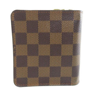 Louis Vuitton Wallet Canvas Bi fold Brown Ebene Damier Compact Zip